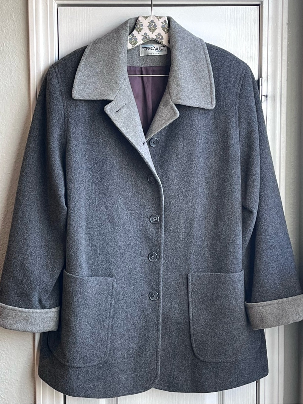 VTG Forecaster of Boston 100% Wool Two Tone Gray Barn Jacket Women’s Size 10